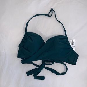Hunter green wrap bathing suit top